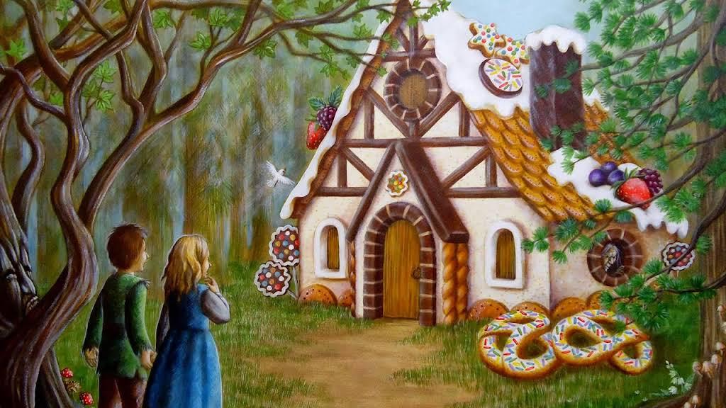 João e Maria diante da casa de doces